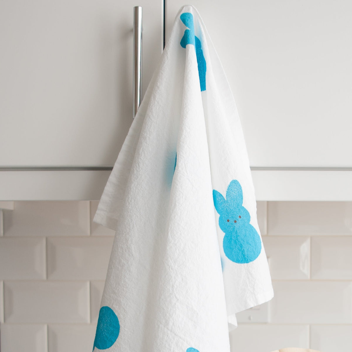 Block-Printed Easter Bunnies Flour Sack Kitchen Towel