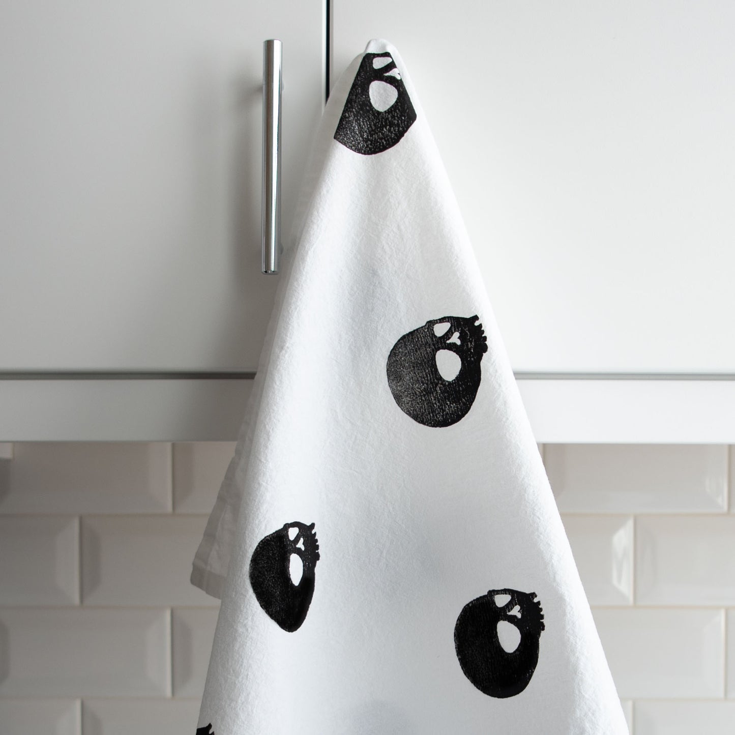 Block-Printed Skulls Flour Sack Kitchen Towel