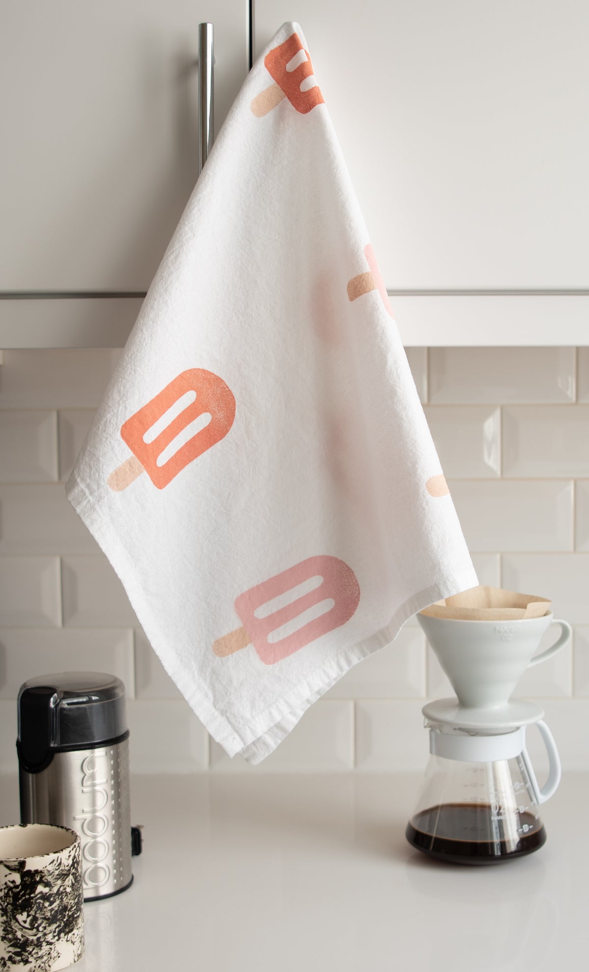 Block-Printed Popsicles Flour Sack Kitchen Towel