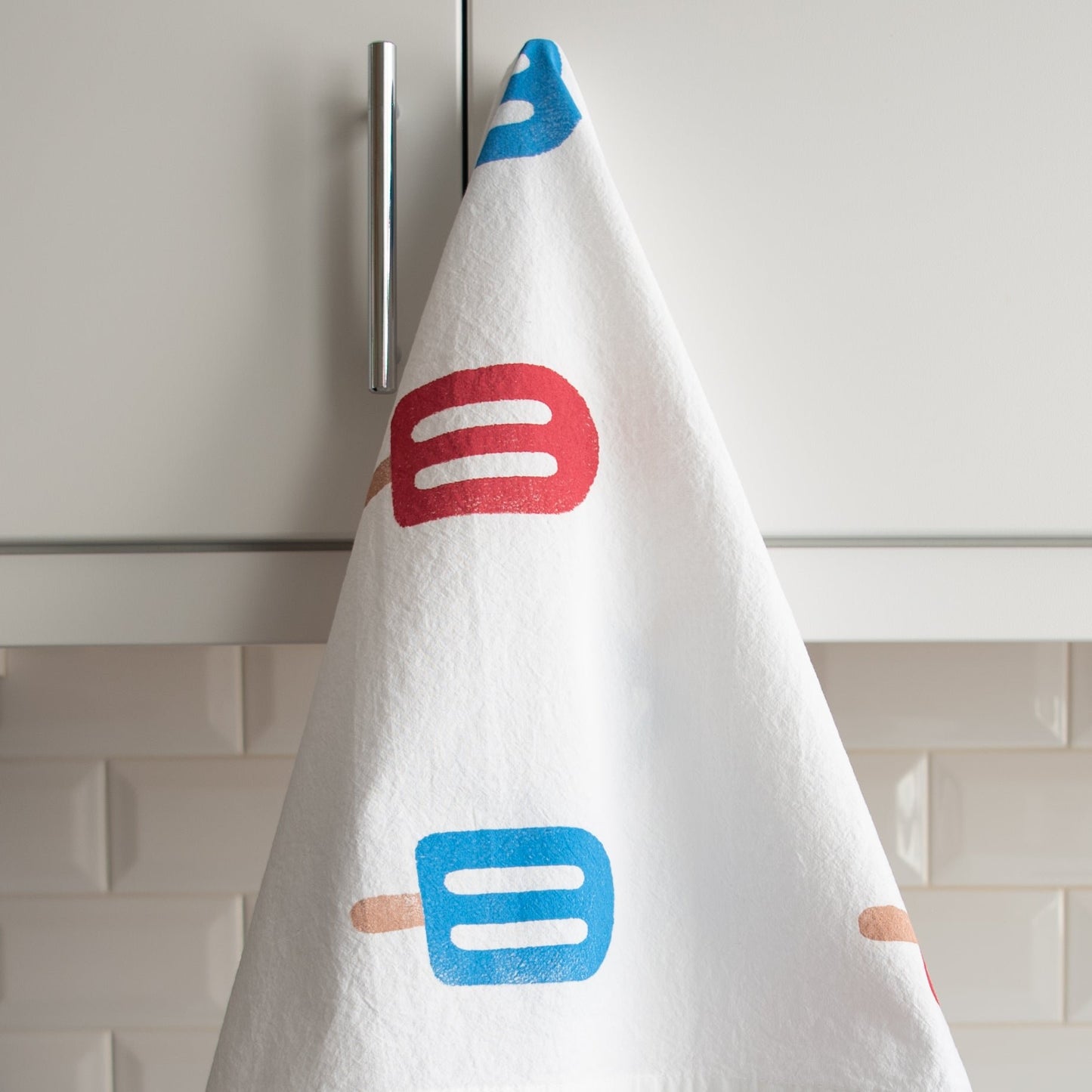 Block-Printed Popsicles Flour Sack Kitchen Towel