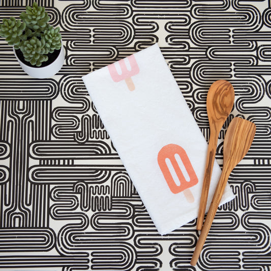 Block-Printed Popsicles Flour Sack Kitchen Towel