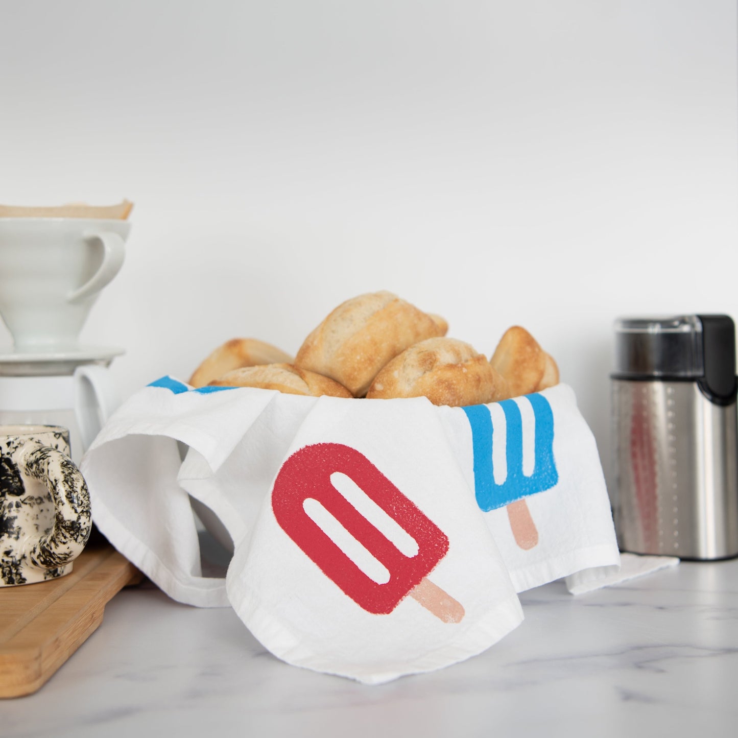 Block-Printed Popsicles Flour Sack Kitchen Towel