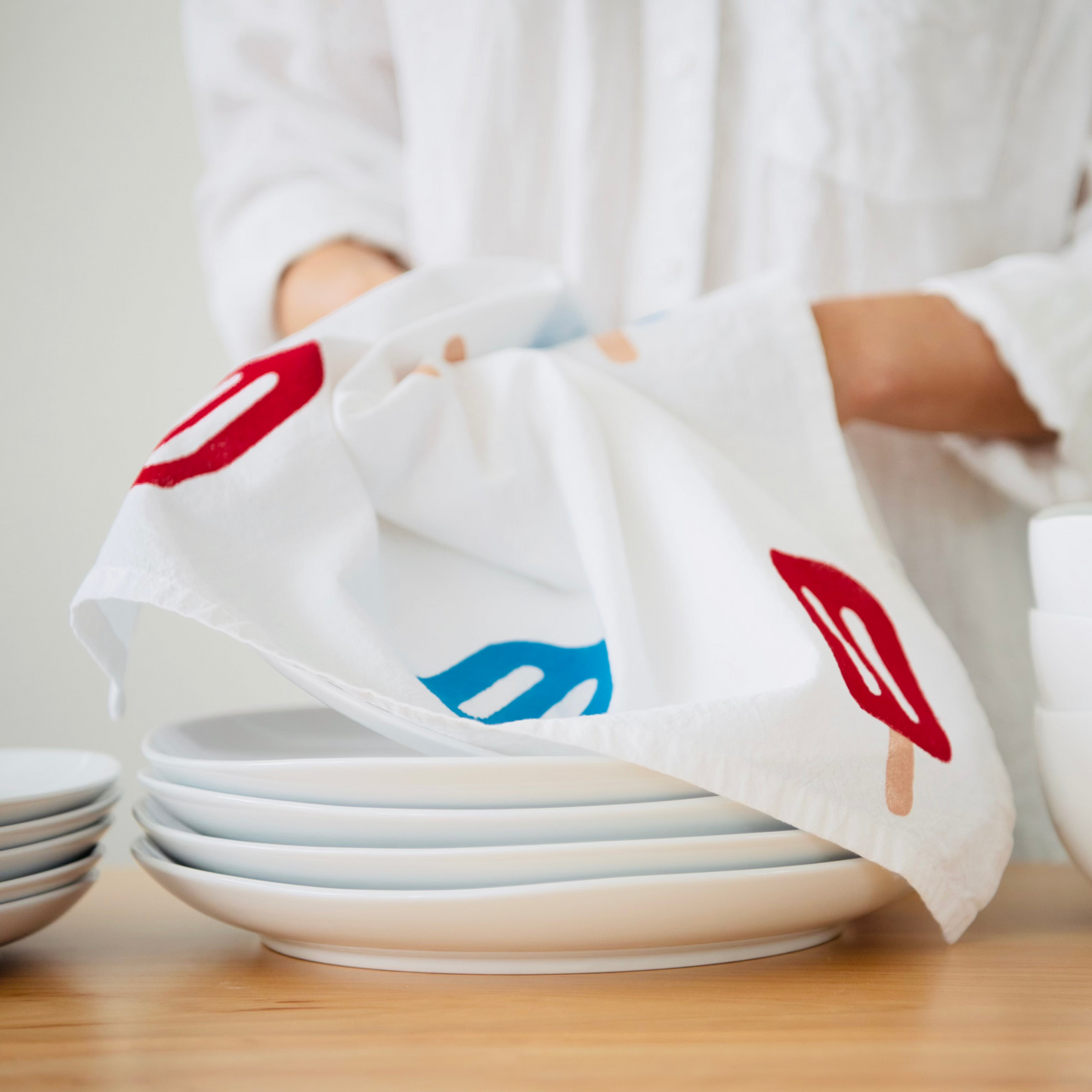 Block-Printed Popsicles Flour Sack Kitchen Towel