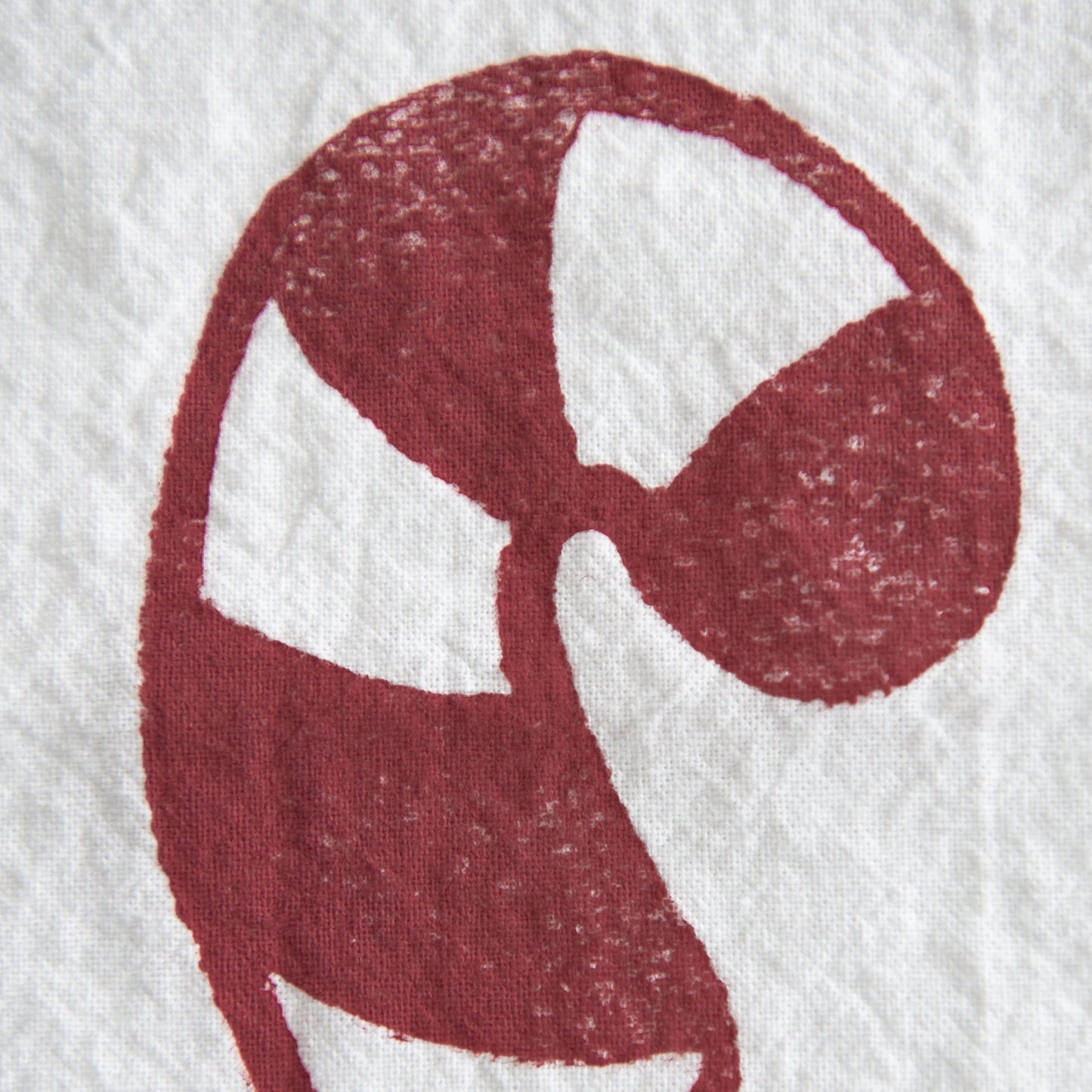 Block-Printed Candy Cane Flour Sack Kitchen Towel